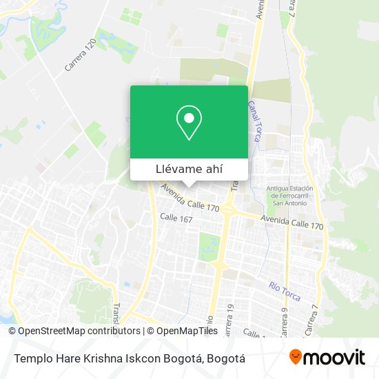 Mapa de Templo Hare Krishna Iskcon Bogotá