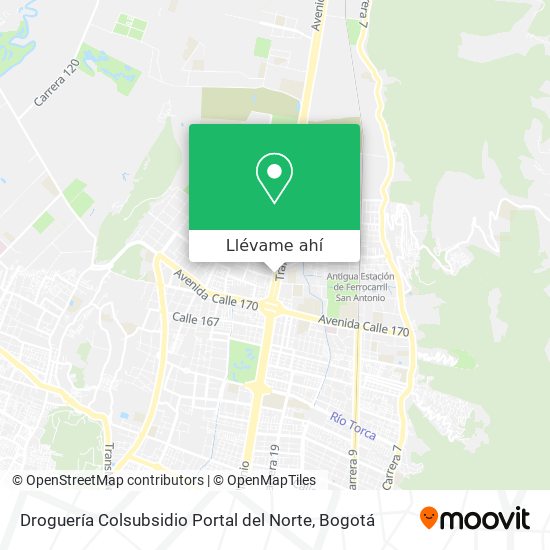 Mapa de Droguería Colsubsidio Portal del Norte