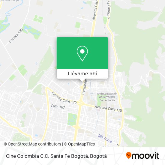 Mapa de Cine Colombia C.C. Santa Fe Bogotá