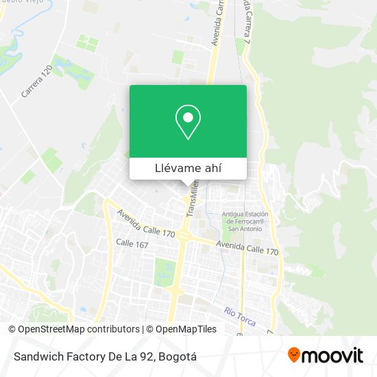Mapa de Sandwich Factory De La 92