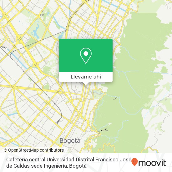 Mapa de Cafetería central Universidad Distrital Francisco José de Caldas sede Ingeniería