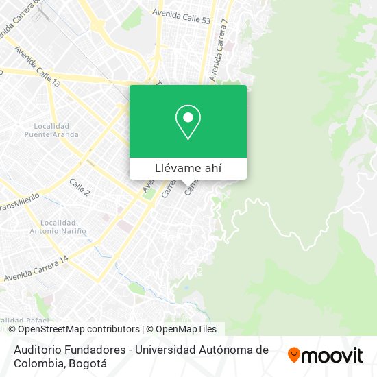 Mapa de Auditorio Fundadores - Universidad Autónoma de Colombia