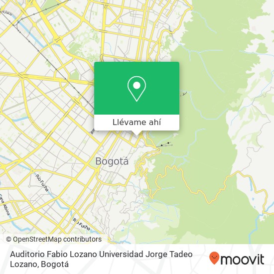 Mapa de Auditorio Fabio Lozano Universidad Jorge Tadeo Lozano