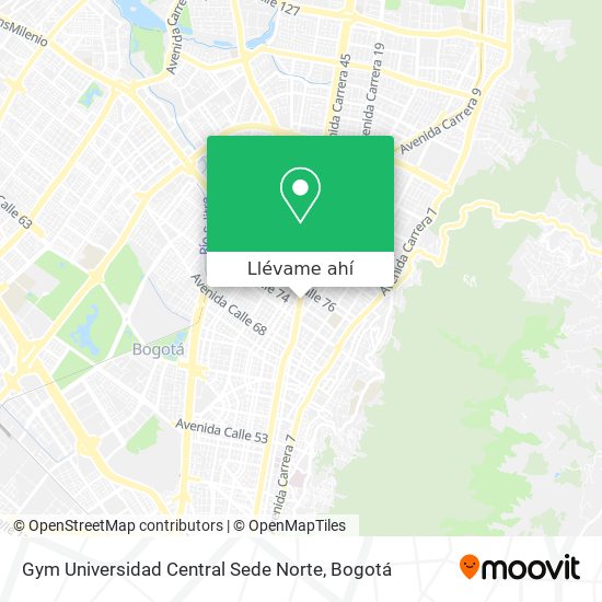 Mapa de Gym Universidad Central Sede Norte