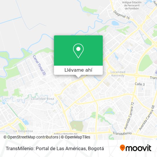 Mapa de TransMilenio: Portal de Las Américas