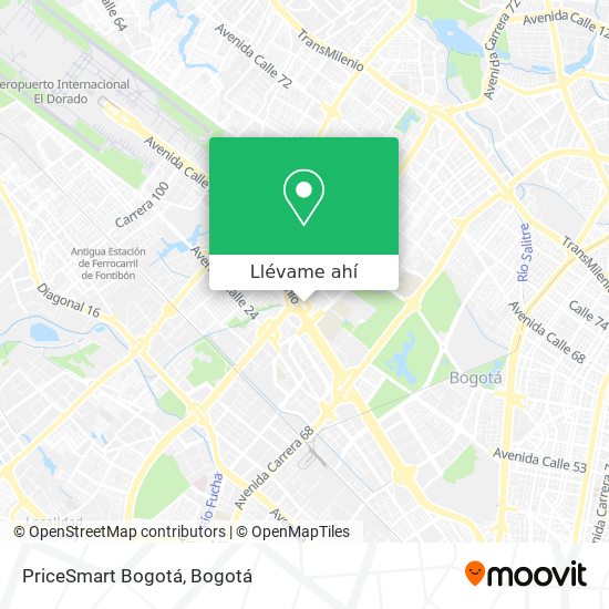Mapa de PriceSmart Bogotá