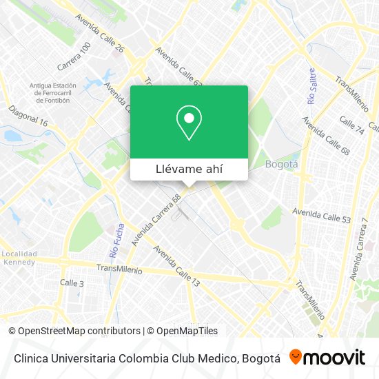 Mapa de Clinica Universitaria Colombia Club Medico
