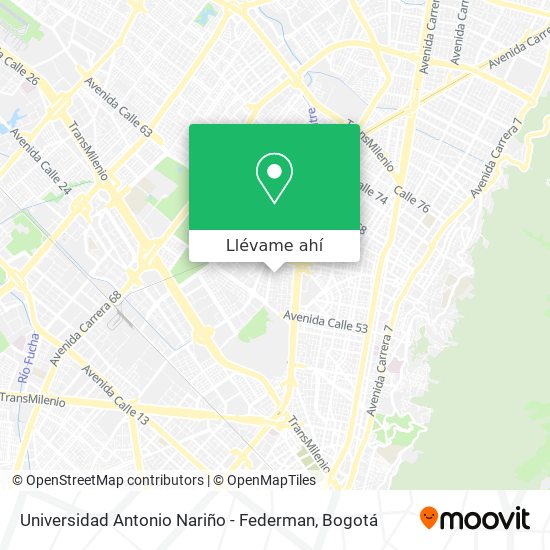 Mapa de Universidad Antonio Nariño - Federman