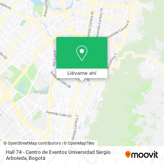 Mapa de Hall 74 - Centro de Eventos Universidad Sergio Arboleda