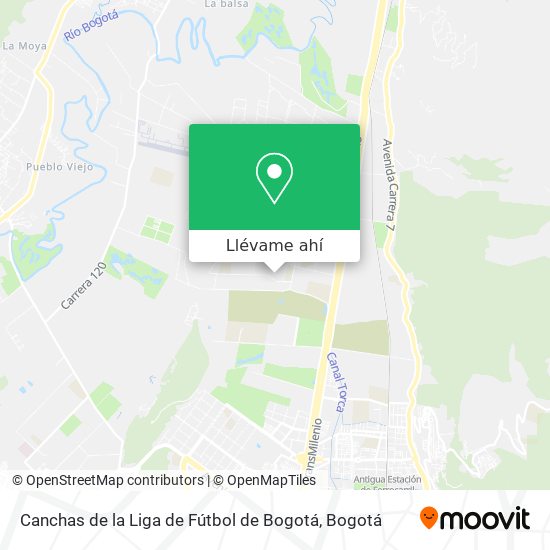 Mapa de Canchas de la Liga de Fútbol de Bogotá