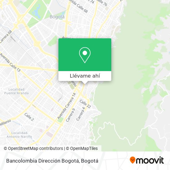 Mapa de Bancolombia Dirección Bogotá