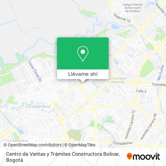 Mapa de Centro de Ventas y Trámites Constructora Bolivar