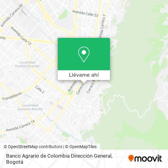 Mapa de Banco Agrario de Colombia Dirección General