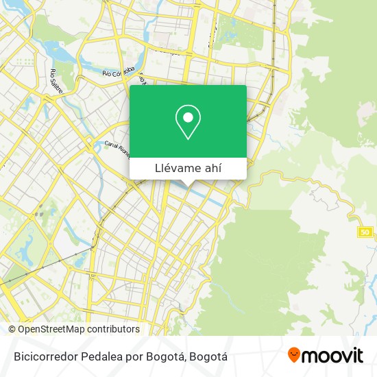 Mapa de Bicicorredor Pedalea por Bogotá