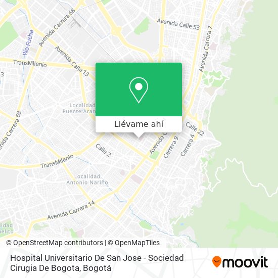 Mapa de Hospital Universitario De San Jose - Sociedad Cirugia De Bogota