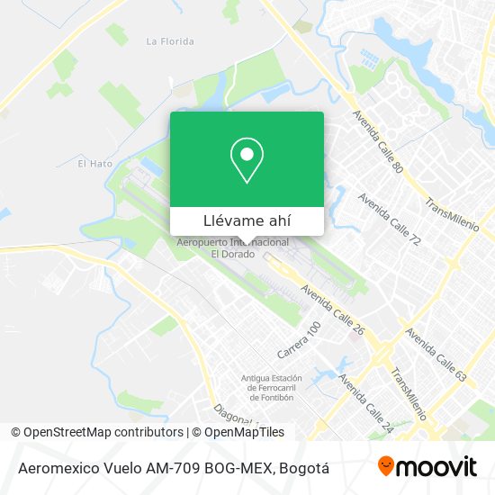 Mapa de Aeromexico Vuelo AM-709 BOG-MEX