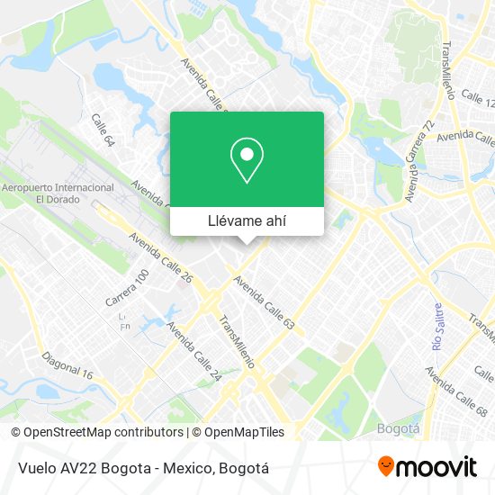 Mapa de Vuelo AV22 Bogota - Mexico