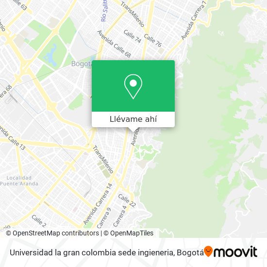 Mapa de Universidad la gran colombia sede ingieneria