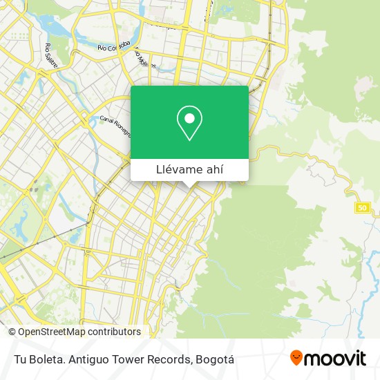 Mapa de Tu Boleta. Antiguo Tower Records