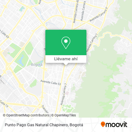 Mapa de Punto Pago Gas Natural Chapinero