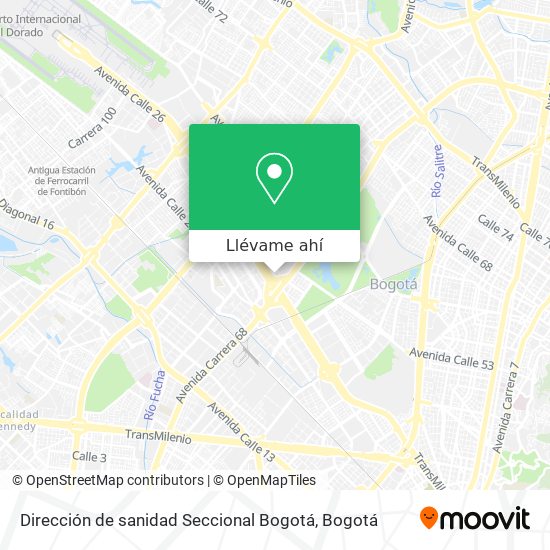 Mapa de Dirección de sanidad Seccional Bogotá