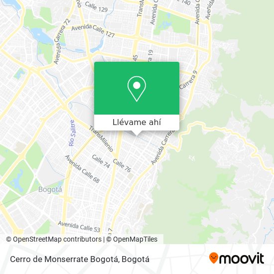 Mapa de Cerro de Monserrate Bogotá