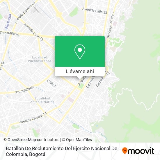 Mapa de Batallon De Reclutamiento Del Ejercito Nacional De Colombia