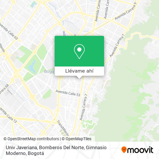 Mapa de Univ Javeriana, Bomberos Del Norte, Gimnasio Moderno