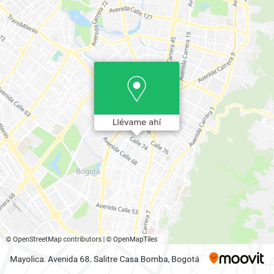 Mapa de Mayolica. Avenida 68. Salitre Casa Bomba