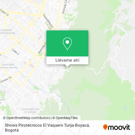 Mapa de Shows Pirotécnicos El Vaquero Tunja-Boyacá