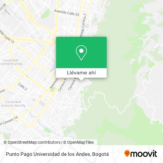 Mapa de Punto Pago Universidad de los Andes