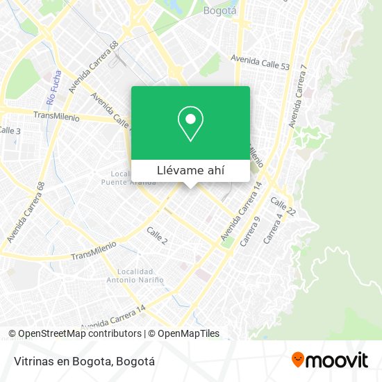 Mapa de Vitrinas en Bogota