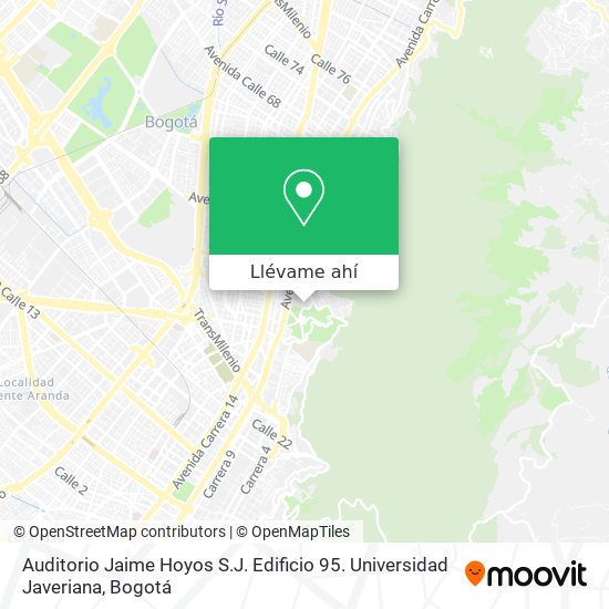 Mapa de Auditorio Jaime Hoyos S.J. Edificio 95. Universidad Javeriana
