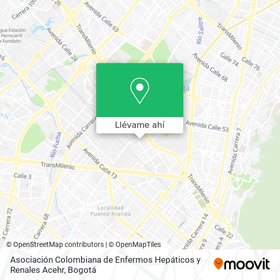 Mapa de Asociación Colombiana de Enfermos Hepáticos y Renales Acehr