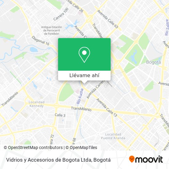Mapa de Vidrios y Accesorios de Bogota Ltda