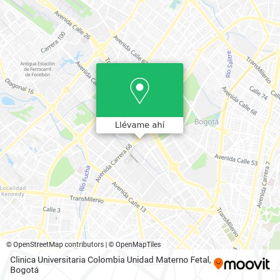 Mapa de Clinica Universitaria Colombia Unidad Materno Fetal