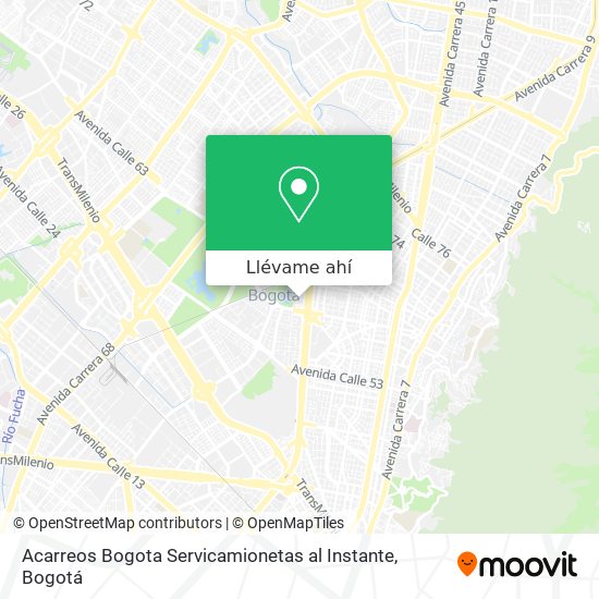 Mapa de Acarreos Bogota Servicamionetas al Instante