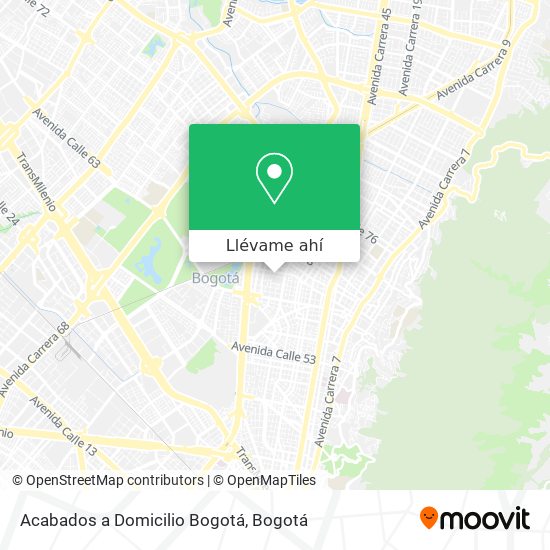 Mapa de Acabados a Domicilio Bogotá