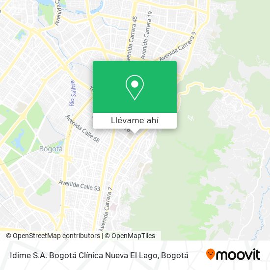 Mapa de Idime S.A. Bogotá Clínica Nueva El Lago