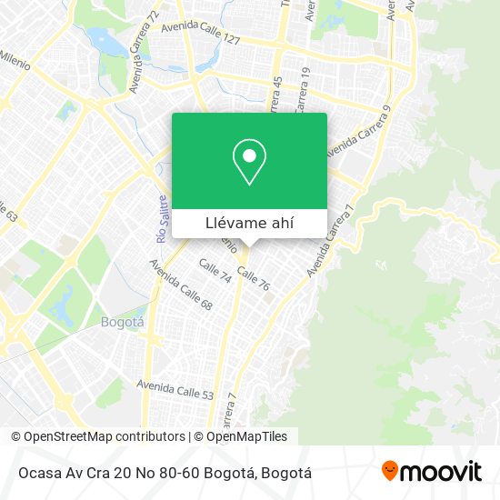 Mapa de Ocasa Av Cra 20 No 80-60 Bogotá