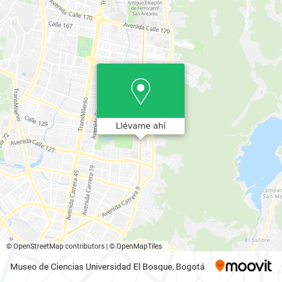 Mapa de Museo de Ciencias Universidad El Bosque