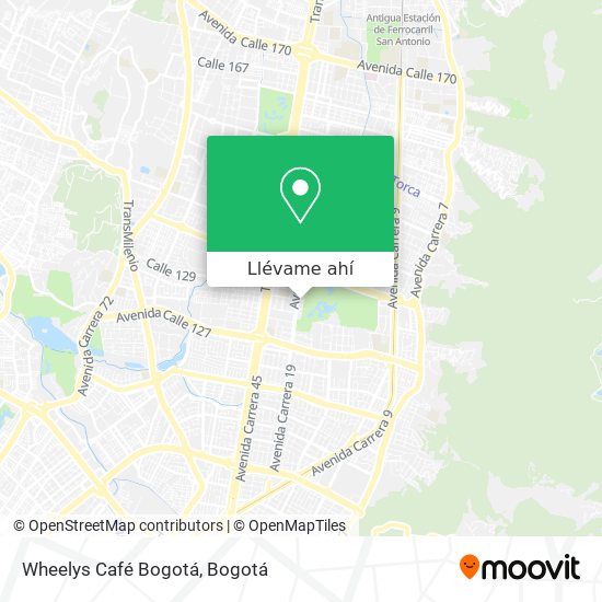 Mapa de Wheelys Café Bogotá