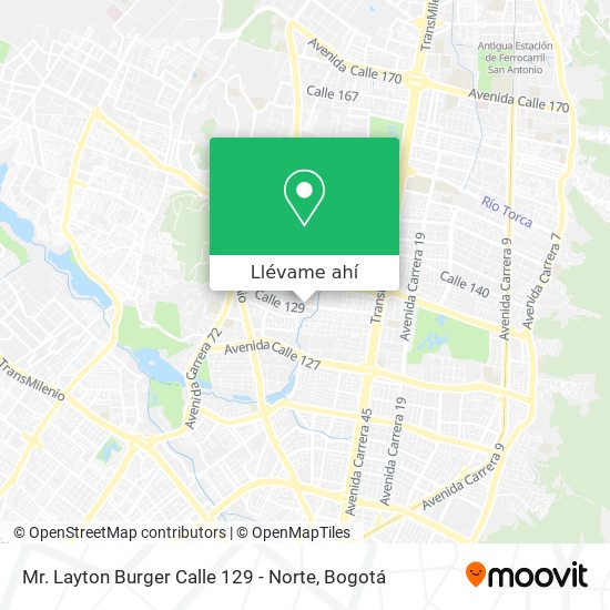 Mapa de Mr. Layton Burger Calle 129 - Norte