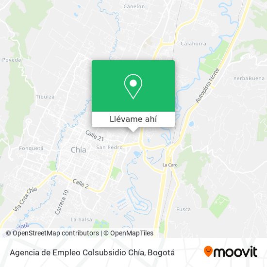 Mapa de Agencia de Empleo Colsubsidio Chía