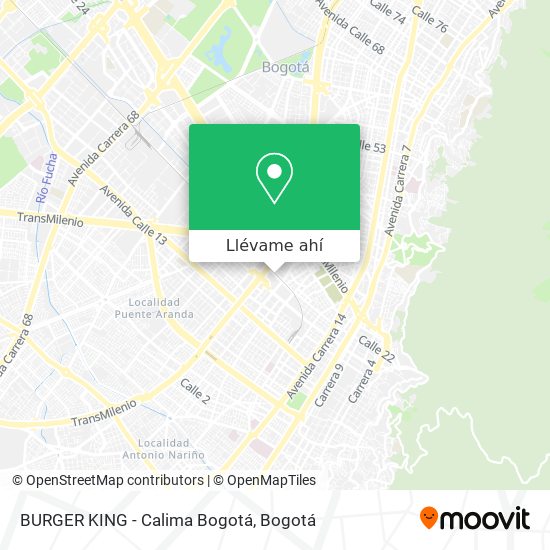 Mapa de BURGER KING - Calima Bogotá