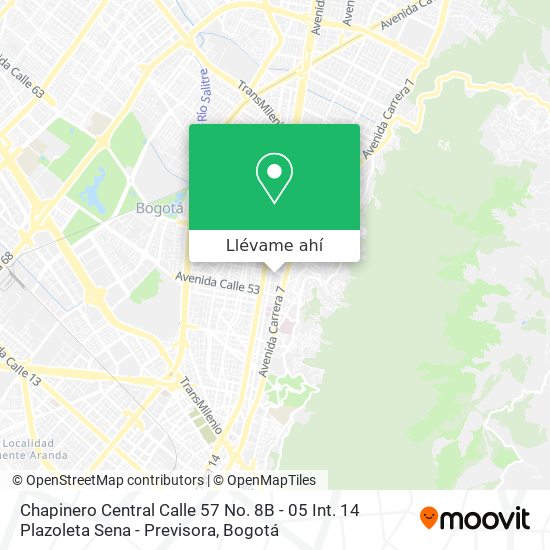 Mapa de Chapinero Central Calle 57 No. 8B - 05 Int. 14 Plazoleta Sena - Previsora