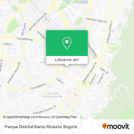 Mapa de Parque Distrital Barrio Ricaurte
