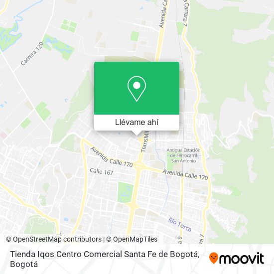 Mapa de Tienda Iqos Centro Comercial Santa Fe de Bogotá