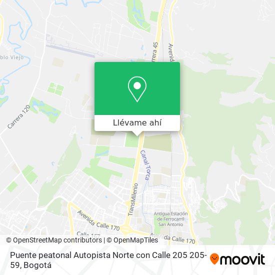 Mapa de Puente peatonal Autopista Norte con Calle 205 205-59