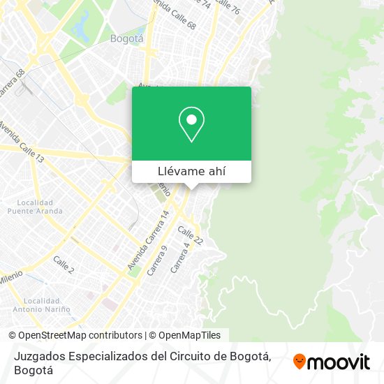 Mapa de Juzgados Especializados del Circuito de Bogotá